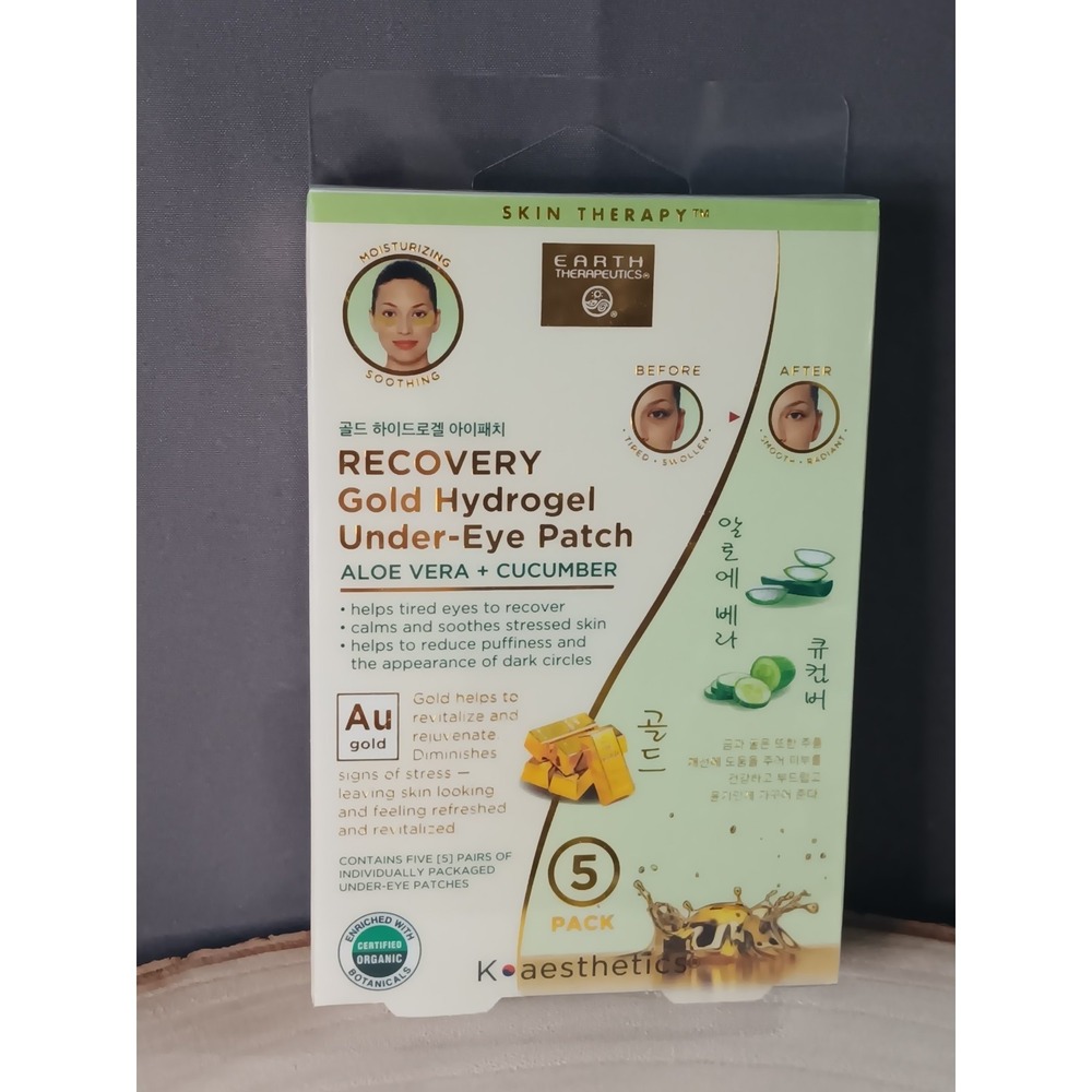 Earth Therapeutics Recovery Gold Hydrogel Under Eye‎ Patch~5 Count Aloe/Cucumber